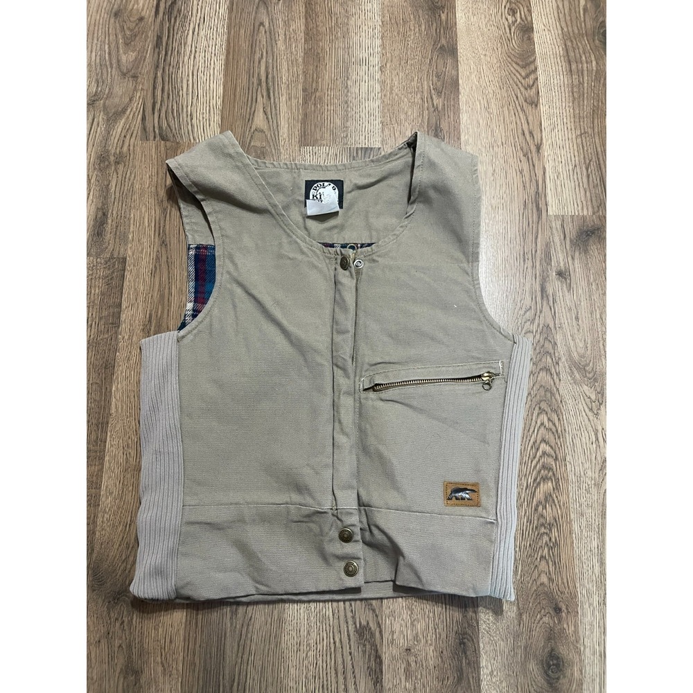 Beige Women's Utility Vest with Zip Pocket